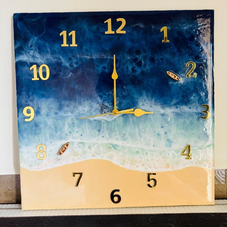 Resin Clock for Home, Living Room, Bedroom, Office, Kitchen Wall Decoration - Unique Timepiece for Stylish Home Decor Clock